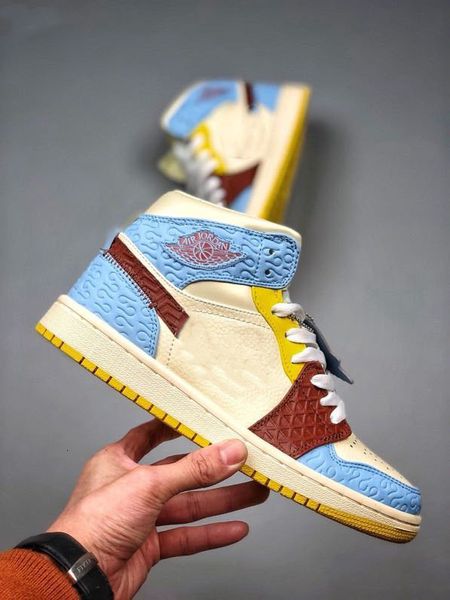 

2020 new release authentic 1 mid se fearless maison chateau rouge retro pale vanilla cinnamon blue yellow men basketball shoes cu2803-200