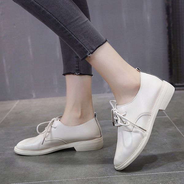 

2019 new women casual flat ladies luxury shoes woman lace up women oxford shoes simplicity ventilation handmade leather, Black