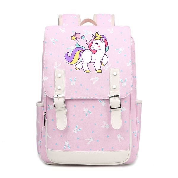 

preppy kawaii unicorn school bags for teenage girls rainbow unicorn printing backpack women travel backpack canvas pink bags