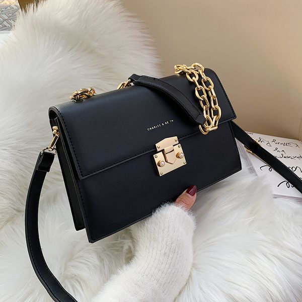 

2020 spring and summer new high-quality fashion shoulder bag pu messenger bag lock portable small square simple handbag
