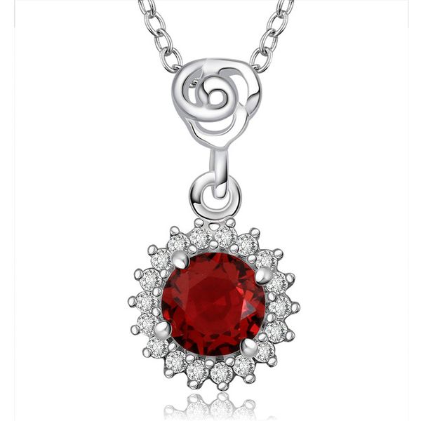 

inlaid stone red sun sailing sterling silver plated jewelry necklace for women wn526,nice 925 silver pendant necklaces with chain