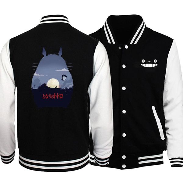 

funny tonari no totoro japan anime streetwear baseball jacket fashion mens autumn plus size casual sportswear hip hop streetwear, Black;brown