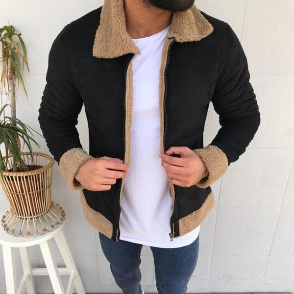 

faxu suede leather jacekts for men autumn 2019 outerwear winter wool liner warm jacket coat streetwear fitness caaual jacket, Black;brown