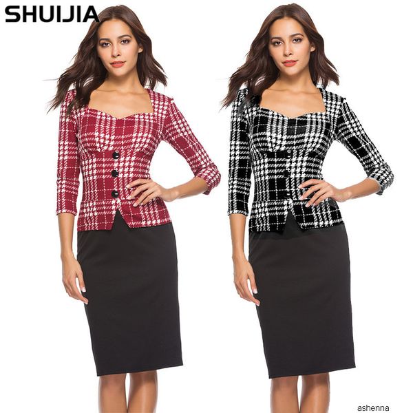 

womens designer slim fit plaid stitching fake two-piece jumpsuit63m5 iv6u, Black;gray
