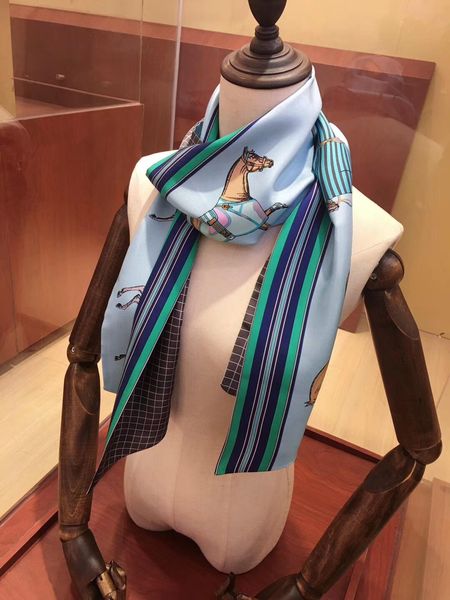 

brand silk shawl fashion brand women's scarf classic printed scarf spring and summer beach shawl 160*20cm inkjet printing, Blue;gray