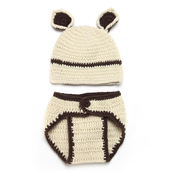

wholesale- and winter new hat creative animal model baby knitting set bear knitting wool hat and trousers two-piece set hat, Blue;gray