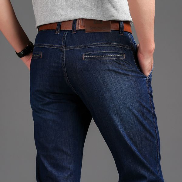 

icpans thin loose mens jeans straight classic denim jeans for man black blue high waist pant summer 2020 big size 29-38 40 42