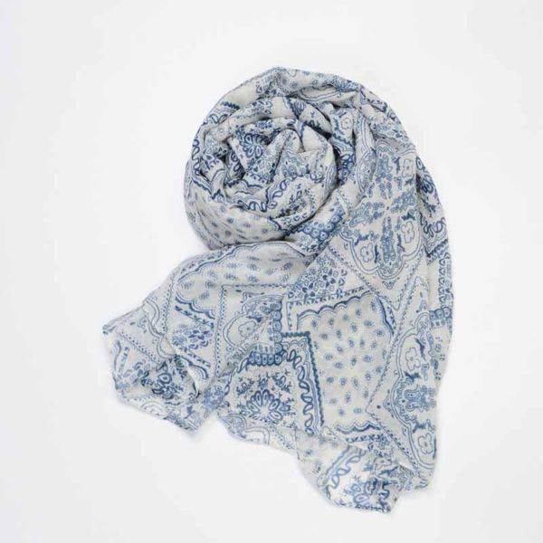 

nation mianma wind scarf will size voile printing keep warm shawl scarf, Blue;gray