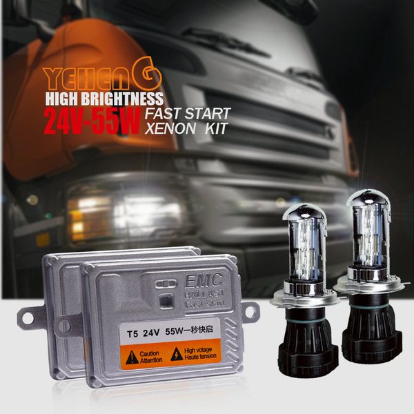 

1 set 24v 55w ac fast start large trucks hid h4 bi-xenon headlight kit h4 hi/lo h1 h3 h7 h8 h9 h10 h11/9005/9006/hb3/hb4 bulb