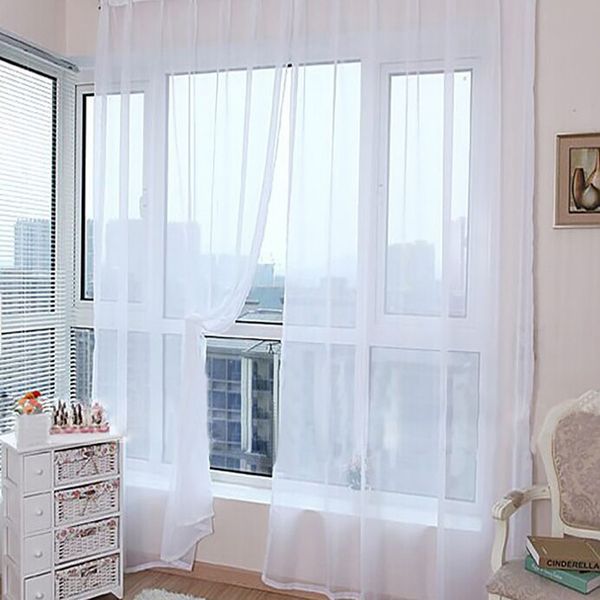 

1 pcs color tulle door window curtain drape panel sheer scarf valances cortinas para la sala firanki na okno tulle curtains