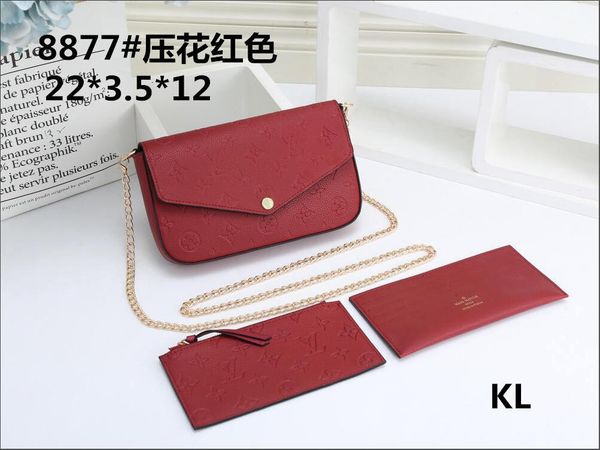 

2020 female handbag ladies all-match simple new shoulder bag messenger bag women's backpack chain bag three-piece set