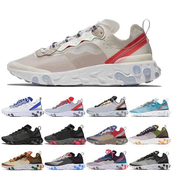 

2020 react element 55 87 light bone mens womens running shoes black solar red black grey orange trainers sports sneakers size 36-45, White;red