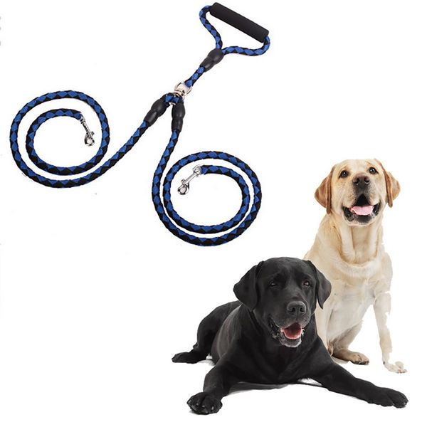

140cm hand-made double dog leashes for two dogs braided double dog leash coupler for training game playing