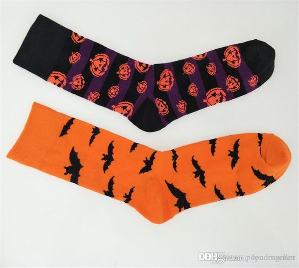 

halloween mens designer socks cartoon bat pumpkin printed moisture wicking breathable stockings fashion mens designer socks, Black