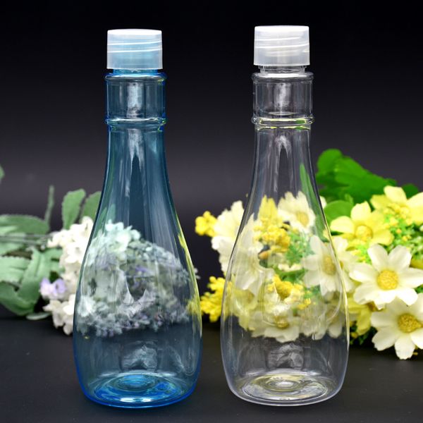 

150ml empty cosmetic bottles with screw cap diy clear blue bottle lotion refillable packaging