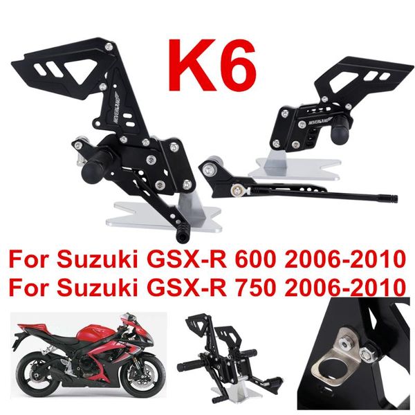 

k6 motorcycle footrest rear foot pedal pegs set for gsx-r 600 750 gsx-r gsxr d40