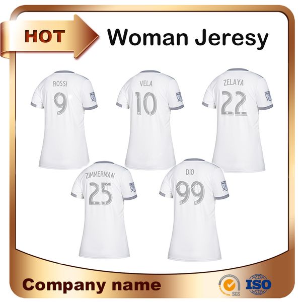 

2020 woman mls los angeles fc soccer jersey 19/20 away white rossi vela girl soccer shirt zelaya zimmerman dio football uniform, Black;yellow