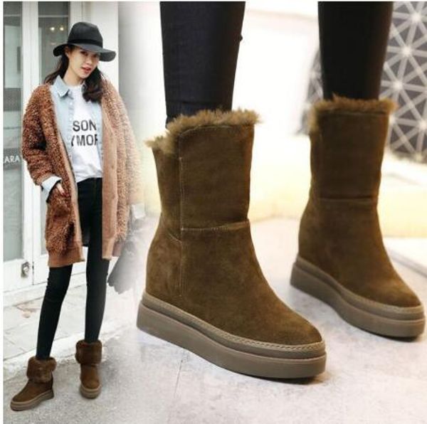 

2020women snow boots woman boots thick bottom wedge boots, Black