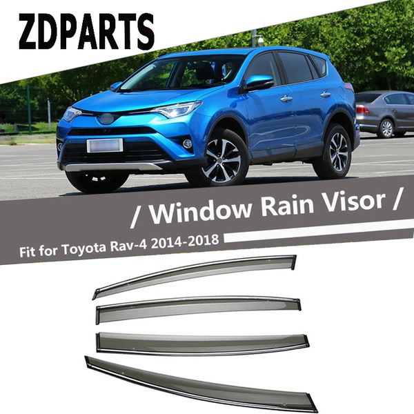 

zdparts 4pcs car wind deflector sun guard rain wind vent visor cover trim accessories for toyota rav4 2014 2015 2016 2017 2018