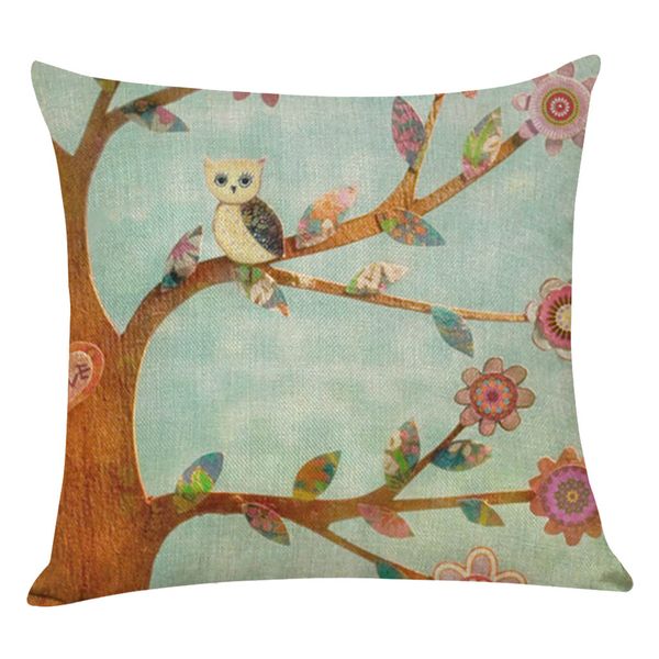 

new cushion cover 2019 oil painting tree decorative pillow cover 45x45cm linen throw pillows home decorative housse de coussin