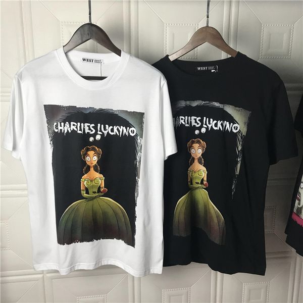 

charles t-shirts fashion summer casual loose t-shirt for men women rapper streetwear short sleeve t-shirt, White;black