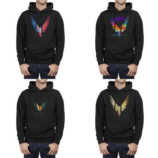 

мода мужчины логан пол онлайн видео золото черный зима толстовки, толстовка печати прохладный сумасшедший толстовки maverick логан пол логот, Black