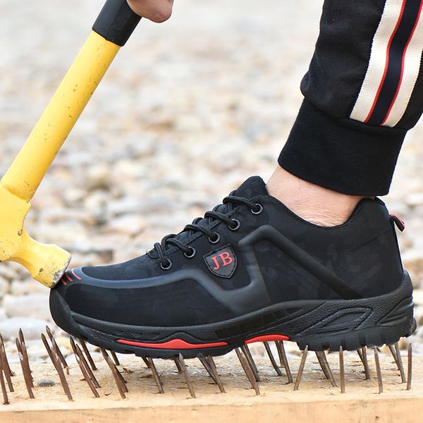 

men breathable work & safety shoes steel toe caps anti-smashing security shoes industrial & construction anti-slip working, Black
