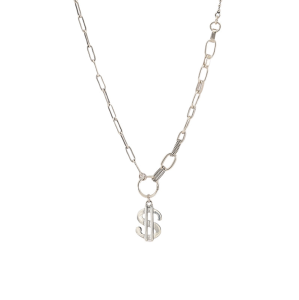 

vintage personality $ dollor pendant necklace sweater chain necklace 2020 k- punk choker jewelry tibetan silver plated