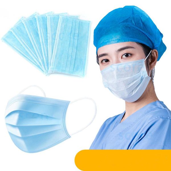 

3-ply non woven disposable face mask 3 layers earloop anti-dust face masks soft breathable outdoor maschere