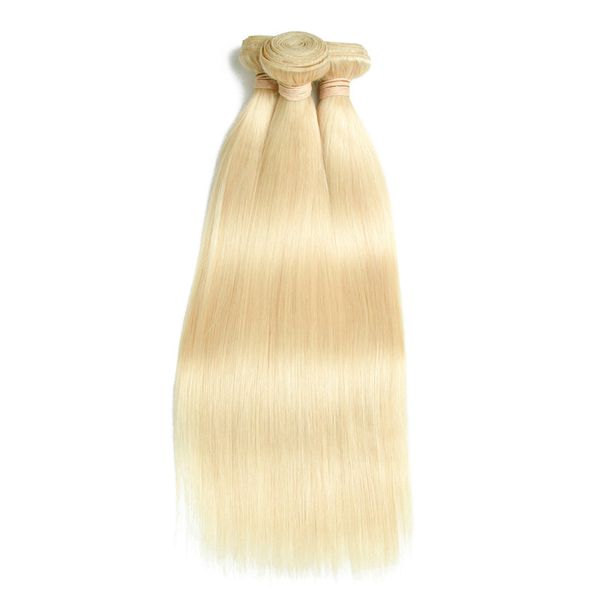 

9a bleach blonde color 613# brazilian peruvian malaysian indian straight virgin human hair weaves bundles remy hair 3 or 4pcs, Black