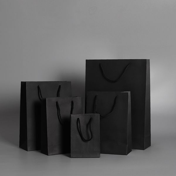 

10pcs/lot reusable boutique gift paper bags 5 sizes black shopping cloth jewelry packing bags promotion clothes for shops