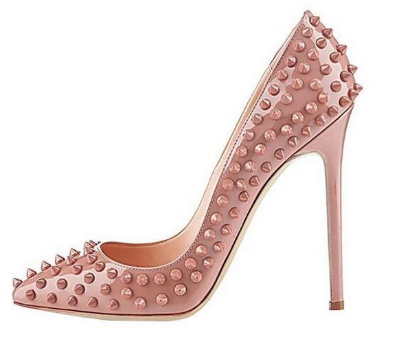 

марка обуви красный sloe женщин насосов высокой пятки заклепки заостренные носок тонкой пятки обувь свадьба донные для красного 8 см  см 1, Black