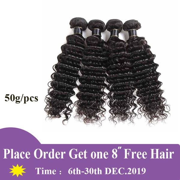 

deep wave brazilian hair weave bundles human hair extensions 50g/pcs malaysian human hair 3/4/5/6 pcs lot brazilian wefts, Black