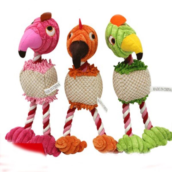 

three colors cotton rope pet vocal toy bird bird dog cotton linen sound creative plush doll toys
