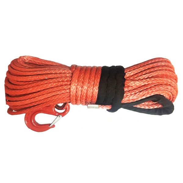 

5/16" x 100' orange yellow synthetic winch line cable rope with sheath and hook for 4wd/atv/utv/off-road
