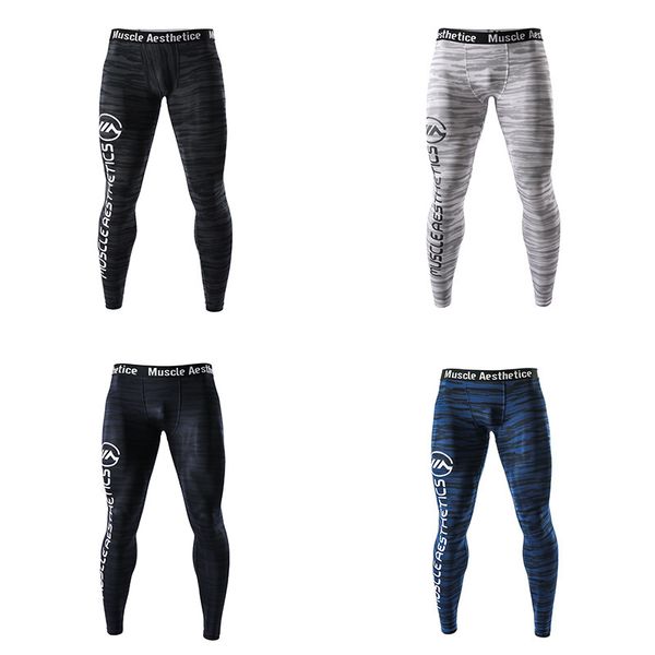 

быстрые брюки сухие и дышащий обучение фитнес костюма спорт высокой упругой поножи мужские бег брюки баскетбол обучение костюм, Black