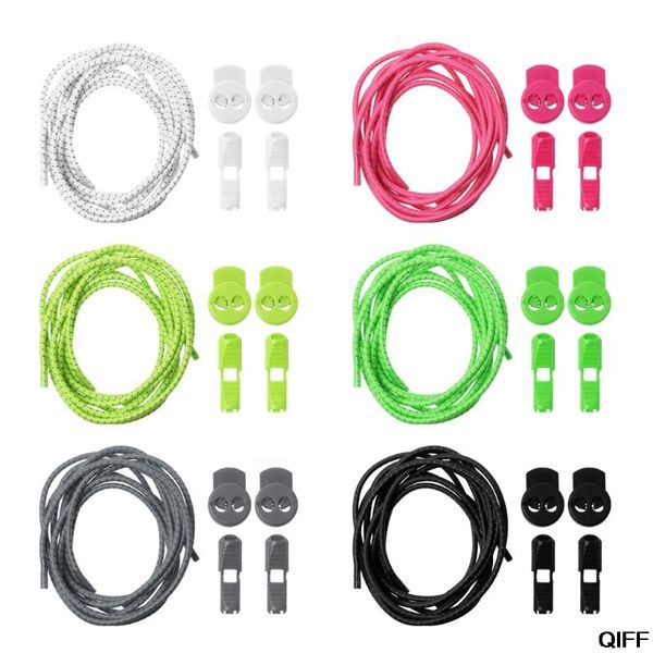 

shoe strings no tie lazy laces elastic round buckle sport shoes sneaker shoelaces reflective, Black