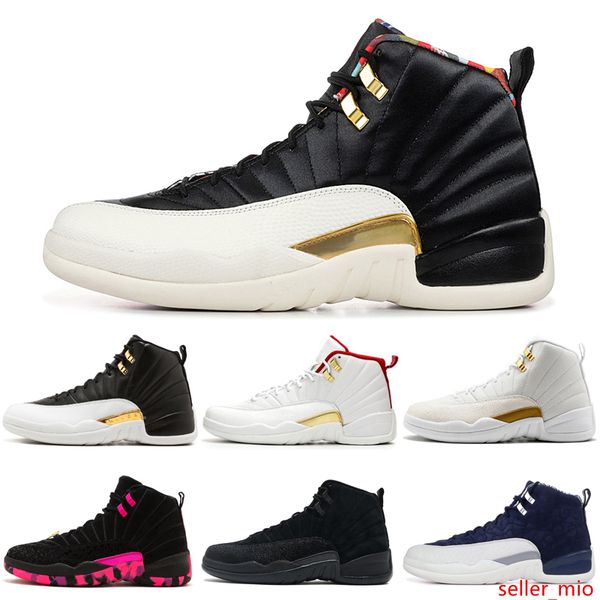 

12 12s men basketball shoes fiba game royal reverse taxi winterized dark grey playoffs university blue mens trainers sports sneakers 7-13