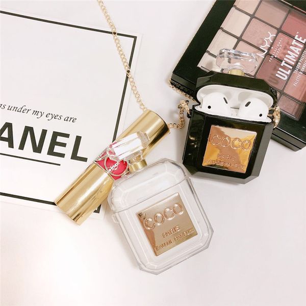 

luxury perfume bottle designer case with anti-lost buckle for apple airpods pro soft tpu silicone cover for airpods 1 2 with retail package