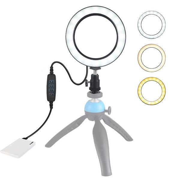 

4.6inch usb 3 modes dimmable 6500k led ring vlogging pgraphy video lights