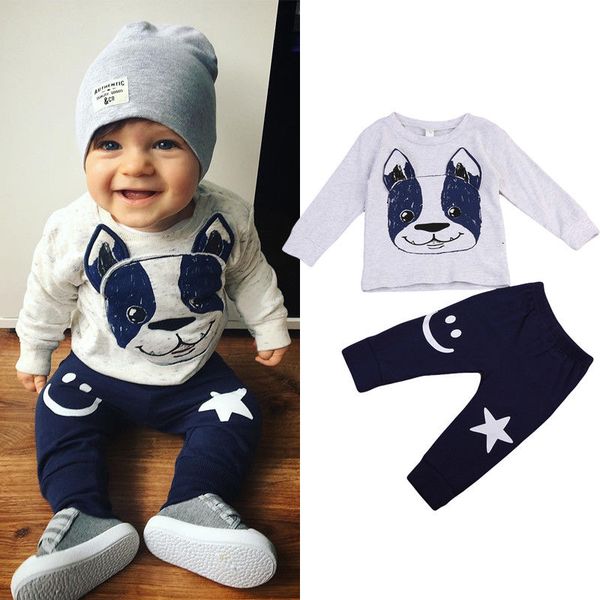 

baby girl boy 0-18m outfits 2pcs t-shirt+pants set toddler autumn clothes tracksuit, White
