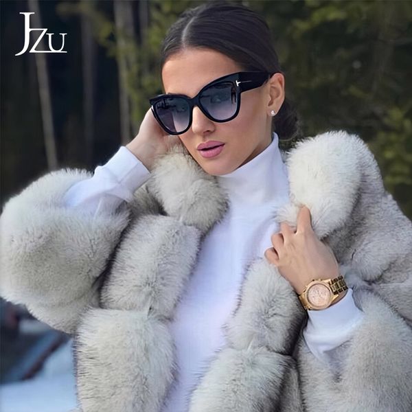 

jzu 2019 new tom fashion brand cat eye women sunglasses female oversized sun glasses big oculos feminino de sol, White;black