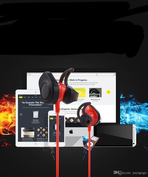 

wholesale bluetooth 4.2 multi colour in-ear bass metal earbuds hook earphone wireless sport headphone