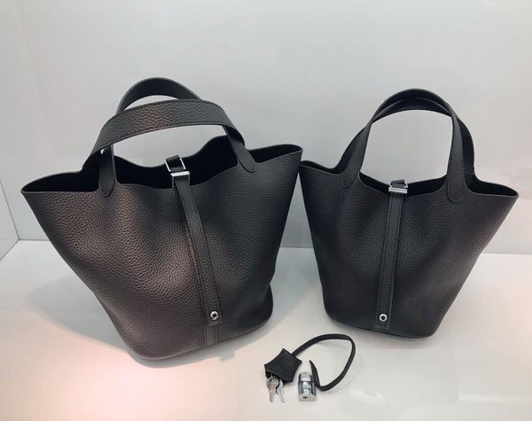 

ins fashion 18cm 22cm bucket totes soft cowhide genuine leather shoulder bags lady women handbag wholesale 01