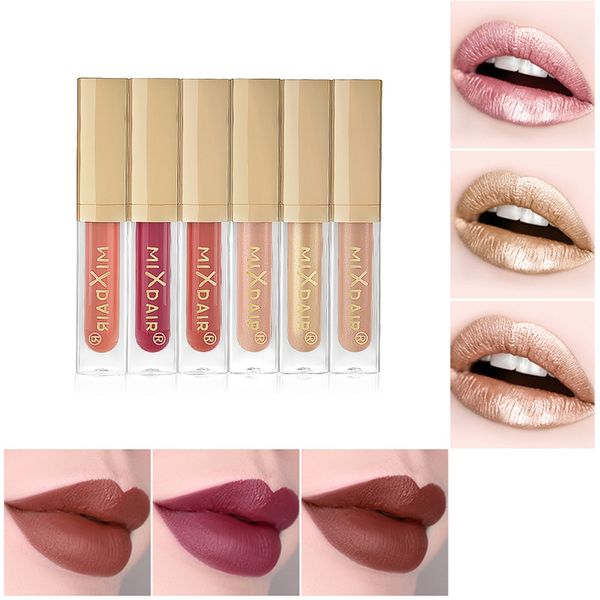 

6pcs/set shimmer matte liquid lipstick lipgloss lips set waterproof glitter lipstick kit cosmetics new