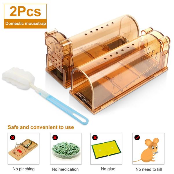 

2pcs pedal type mousetrap plastic reusable rat catcher cage rodent pest humane large rodent mousetrap repeller home shop hot