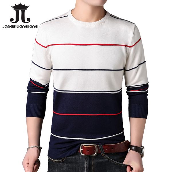 

fashion sweater men striped splicing color pullover male autumn slim long sleeve o-neck knitted sweaters xxl 25814, White;black
