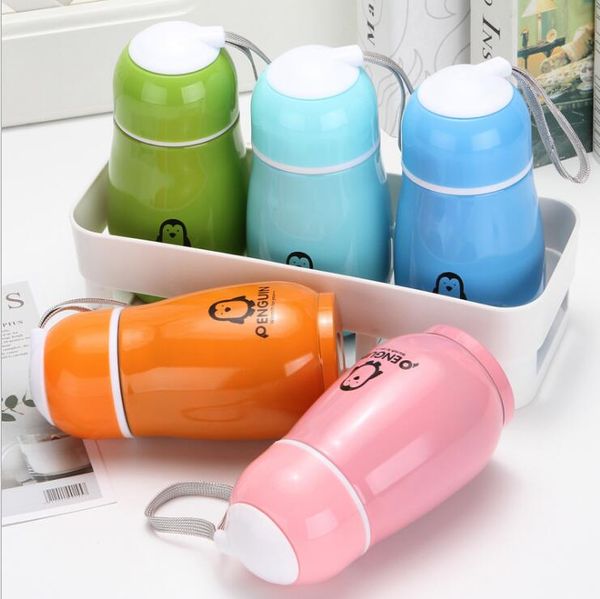 

penguin water bottle kids stainless steel mug cup double layer tumblers cute vacuum flask thermos cups travel coffee beer mugs 300ml c843