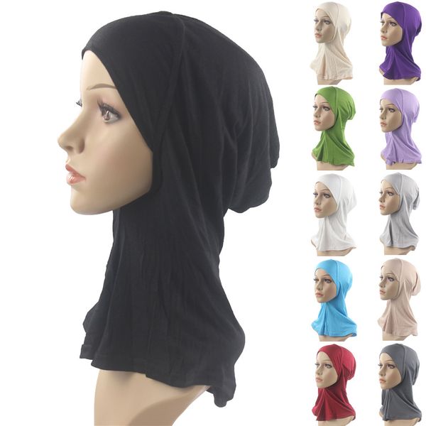 

summer beanies for women casual full cover inner women's bonnet cap muslim stretch turban hat hair head scarf headwrap cap, Blue;gray