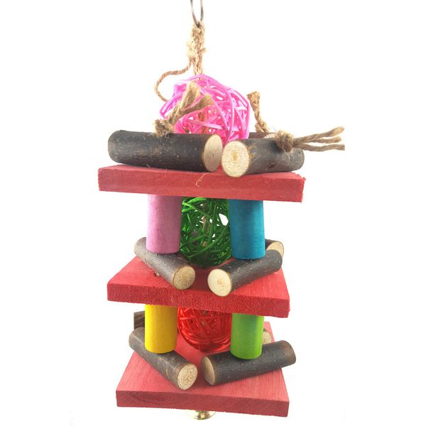 

natural solid wood parrot gnaw toys bring skin square column gnaw toys 264g
